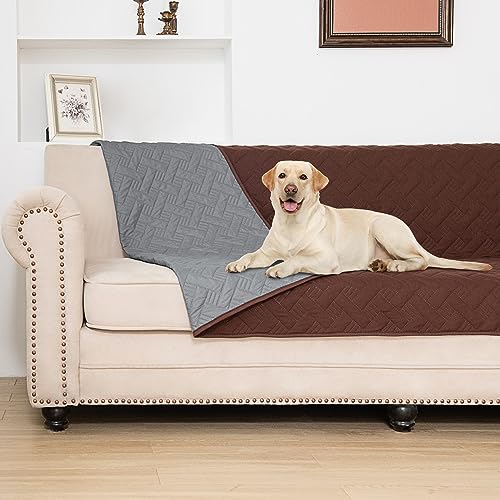 BOCTOPUG Dog Bed Cover for Pets Blankets Rug Pads for Couch Protection Waterproof Bed Covers Dog Blanket Furniture Protector Reusable Changing Pad (Dark Grey+Brown, 82"x102") - color: Dark Grey+brown, size: 82"x102"