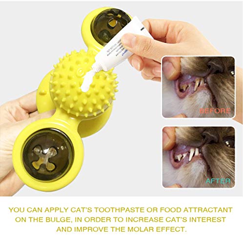 GBSYU Interactive Windmill Cat Toys with Catnip : Cat Toys for Indoor Cats Funny Kitten Toys with LED Light Ball Suction Cup‖Cat Nip Toy for Cat chew Exercise (Yellow) - color: Yellow