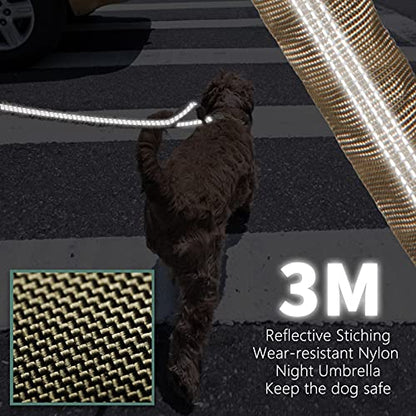 BUMBIN 6Ft Dog Leash Large Dogs, Bungee Dog Leash with 2 Handles, Heavy Duty Leashes for Medium Small Dogs, No Pull Shock Absorbing ，with Car Seat Belt for Training, Brown - color: Brown