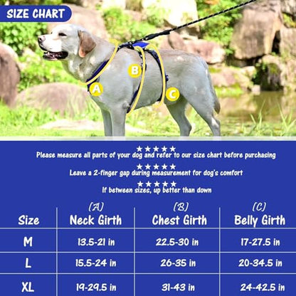 Escape Proof Dog Harness - No Pull Dog Harness with Handle, Soft Padded Reflective and Adjustable Full Body Pet Harness Vest for Medium Large Dogs Walking Hiking Training, Blue X-Large - color: Blue, size: X-Large