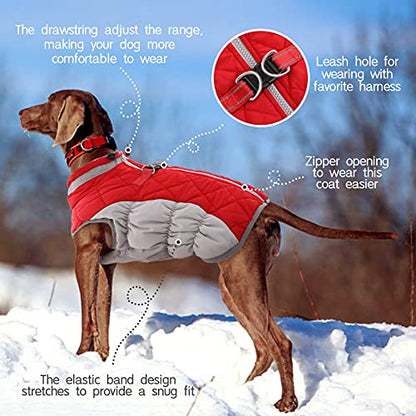 FUAMEY Dog Coat for Small Dogs,Waterproof Dog Winter Jacket with Harness Built in Puppy Cold Weather Coats Reflective Pet Vest with Zipper Warm Fleece Dogs Snowsuit Windproof Red S - color: Red, size: S(chest:17in)