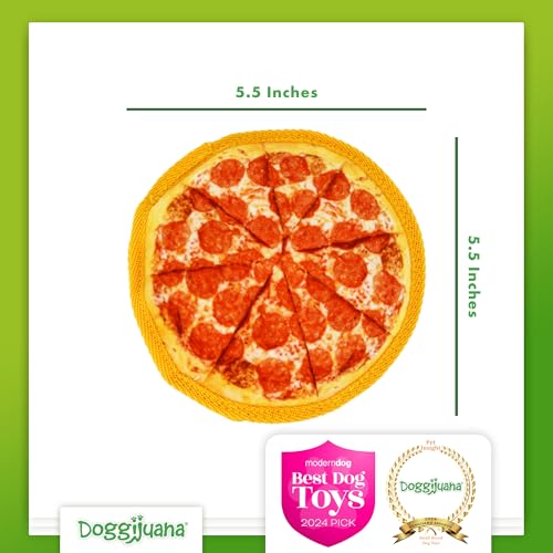 Doggijuana Cafe Combo Refillable Juananip Toy Bundle | Supreme Pizza & Pepperoni Pizza | Funny Dog Toy Plush with Catnip and Refill | Interactive Chew for Play - style: Supreme Pizza & Pepperoni Pizza