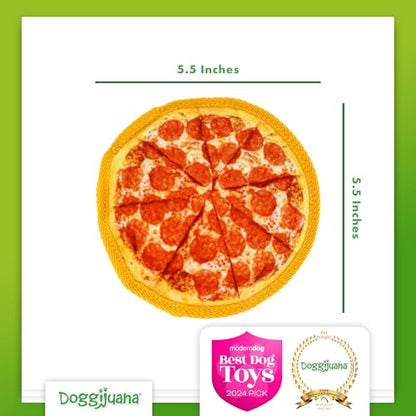 Doggijuana Cafe Combo Refillable Juananip Toy Bundle | Supreme Pizza & Pepperoni Pizza | Funny Dog Toy Plush with Catnip and Refill | Interactive Chew for Play - style: Supreme Pizza & Pepperoni Pizza