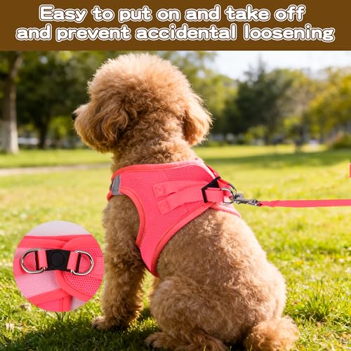 Pet Harness No Pull with Breathable Mesh, Comfort-Focused Dog and Cat Harness Featuring Hook & Loop Fastener, Snap Buckle and Double D-Rings, 0.55FIT, Black, M - color: Black, size: M