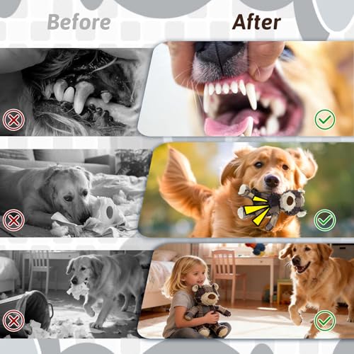 MAXBECK Dog Companion for Heavy Chewers- Indestructible Robust Bear Dog Toy, Resistant Squeaky Dog Toys for Heavy Chewers, Unbreakable Stuffed Plush Dog Toys for Aggressive Chewers (E-Navy+Purple) - color: E-Navy+Purple