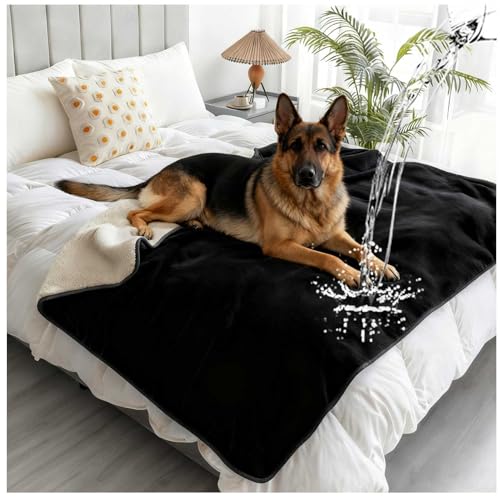 Waterproof Pet Blanket for Bed, Reversible Soft Flannel Love Blanket, Bed Blanket for Couples Washable, Spill-Proof Dog Throw Blanket for Couch, Sofa Protect, Camping,Black,12"x12" - color: Black, size: 12"x12"