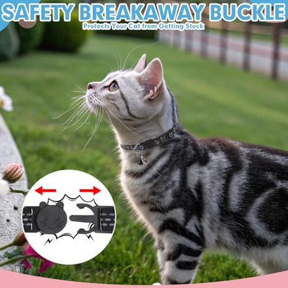 BINGPET Reflective Cat Collar Breakaway with Bells,3 Pack Kitten Collar for Girl Boy Cats with Cute Pendant Glow in The Dark,Adjustable 8''-11.8'',Black - color: Reflective(Black)-3pcs