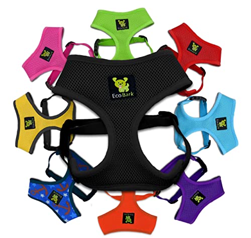 EcoBark Dog Harness - Eco-Friendly Max Comfort Harnesses - Luxurious Soft Mesh Halter - Over the Head Harness Vest- No Pull and No Choke for Puppy, Toy Breeds & Small Dogs (Small, Black) - color: Black