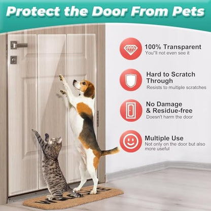 FTSTC Door Protector from Dog Scratching, [Thicken] 6 Pack Clear Training Self Adhesive Tape for Dogs,Cat Scratch Door Frame Protector,Anti Dog Scratch Door Guard (6Roll Total 240'') - size: 6 Rolls (Total 240 inch)