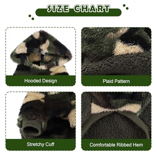 Dog Sweater for Small Dogs Hoodies， Winter Clothes Boy Girl Male Female，Fleece Hoodies Warm Pet Doggie Sweaters Coat Apparel - color: Army Green, size: XX-Small