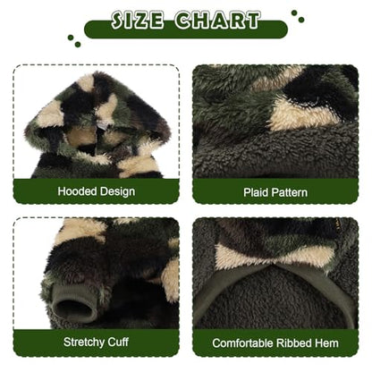 Dog Sweater for Small Dogs Hoodies， Winter Clothes Boy Girl Male Female，Fleece Hoodies Warm Pet Doggie Sweaters Coat Apparel - color: Army Green, size: XX-Small