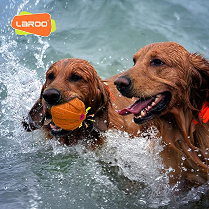 LaRoo Squeaky Dog Ball Toy, Durable Natural Rubber Squeaker Ball Floating Throwing Training, Teeth Cleaning Chew Toy for Pet Small Medium Large Dogs (3.5In Orange) - color: Orange-9cm