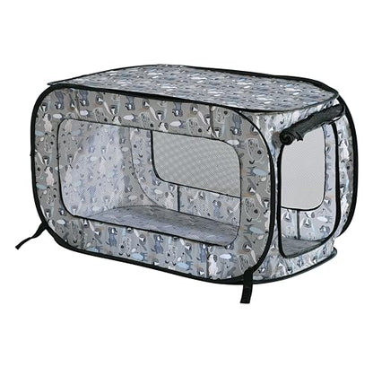 Beatrice Home Fashions Portable, Collapsible, Pop Up Kennel Travel Cat and Dog Crate, 40" L x 27" W x 27" H, Tail Waggers - color: Tail Waggers, size: 40.0"L x 27.0"W x 27.0"H