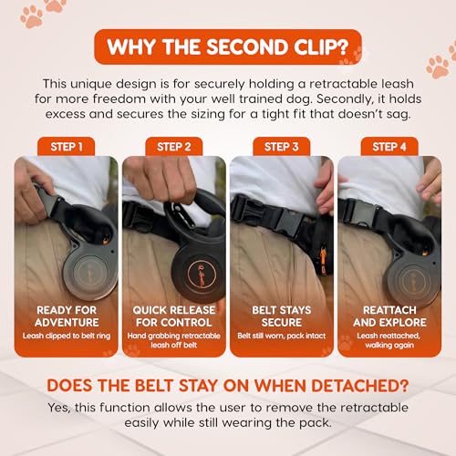 Retractable Hands Free Dog Leash with Zipper Storage Pouch - 3-Piece Bungee Running, Walking & Hiking Leash with Waist Belt - Release Clip, One Button Lock - Reflective Stitching for Medium Large Dogs - color: Q-Leash 3-Piece