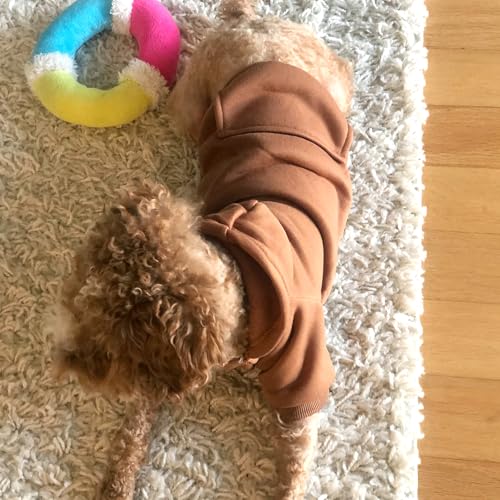 Jecikelon Winter Dog Hoodie Sweatshirts with Pockets Warm Dog Clothes for Small Dogs Chihuahua Coat Clothing Puppy Cat Custume (Coffee, X-Small) - color: Coffee, size: X-Small