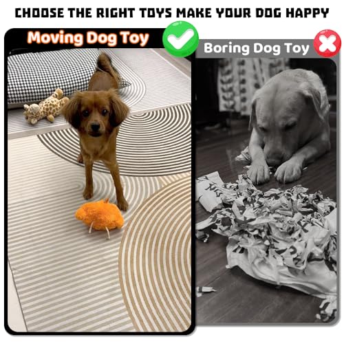 Interactive Dog Toys Rechargeable Moving Puppy Toys to Keep Them Busy, Touch Activated Puppy Toys, Puppy Dog Birthday Gifts, Electric Plush Entertainment Toy for Small & Medium Dogs - color: Orange Chicken
