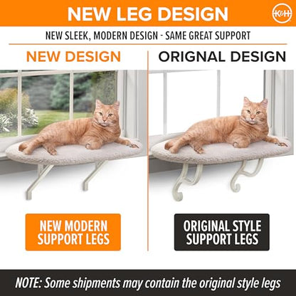 K&H Cat Window Perch Kitty Sill - Cat Window Hammock Bed with Strong Suction Cups Hold 40 lbs, Cushioned Windowsill Bed for Indoor Cats, Washable Cover, Cream Fleece, 24 x 14 Inches - style: Unheated