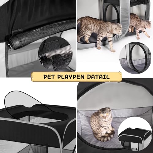Tailtastic Large Cat Playpen with Separate Areas,Outdoo&Indoor Cat Enclosures,Portable Pet Playpen for Indoor Cats,Puppy and Small Animals, Dog Playpen with Carrybag.