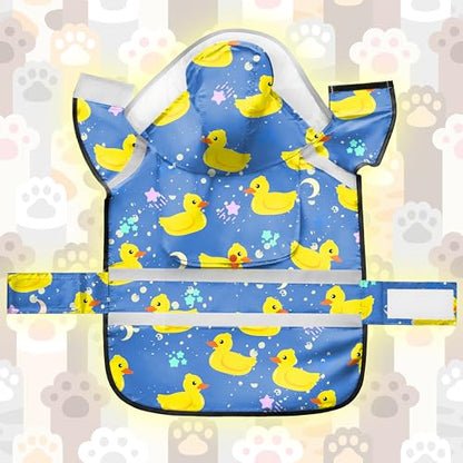 Dog Raincoat, Adjustable Rain Jacket with Hooded Double Layer for Large Medium Small Dogs Puppies, Lightweight Waterproof Rain Coat Poncho with Reflective Stripe Duck Blue,XXL - color: Duck Blue, size: XX-Large