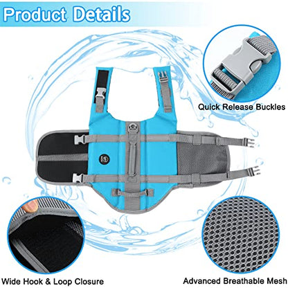 EMUST Dog Life Vests, Adjustable Pet Life Jacket with Rescue Handle, Dog Flotation Vest for Small/Medium/Large Dogs, XS, NewSolidblue - color: NewSolidblue, size: XS