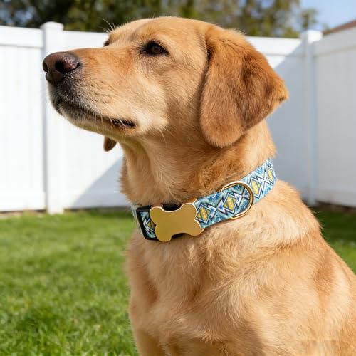 Personalized Custom Customized Silent No Jingle Dog Collar with Engraved ID Dog Name Phone Number/Dog Collars for Puppy X-Small Small Medium Large X-Large Boy Girl Dogs-Blue Lattice-XS - color: 8 Blue Lattice, size: X-Small (0.6" *7.8"-11.8")