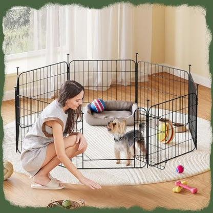 Yaheetech Dog Playpen for Puppy/Small Dogs, Foldable Pet Pen Expandable Fence with Door for Indoor/Outdoor Use, 20 Inch 8 Panels, Black - size: 20 inch