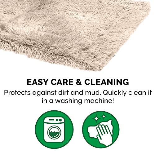 Furhaven Waterproof Throw Blanket for Dogs & Indoor Cats, Washable - Shaggy Plush Calming Long Faux Fur & Velvet Dog Blanket - Taupe, Small