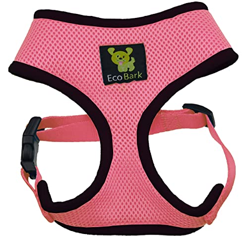 EcoBark Dog Harness - Luxurious Soft Mesh - Eco-Friendly Over the Head Vest Harness - No Pull & No Choke Design - Padded Breathable Body Halter - for Toy and Small Breeds (Bubblegum, Medium) - color: Light Pink