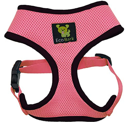 EcoBark Dog Harness - Luxurious Soft Mesh - Eco-Friendly Over the Head Vest Harness - No Pull & No Choke Design - Padded Breathable Body Halter - for Toy and Small Breeds (Bubblegum, Medium) - color: Light Pink