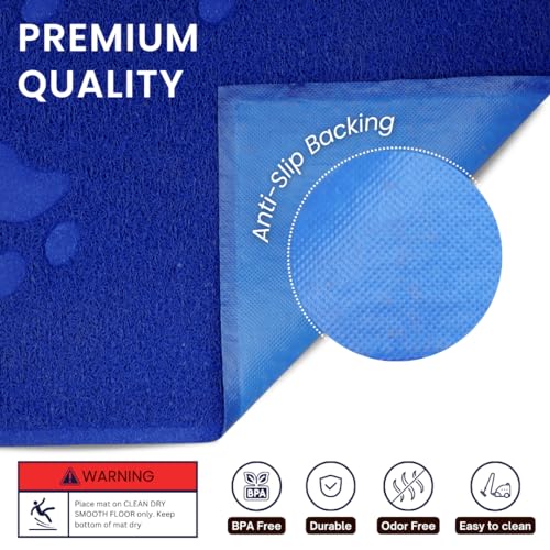 Andalus Small Cat Litter Mat, Pack of 2 - Waterproof, Non-Slip & Easy to Clean Cat Litter Box Mat for Extra Efficient Pet Litter-Trapping, Blue (15.75” X 11.75”) - color: Blue