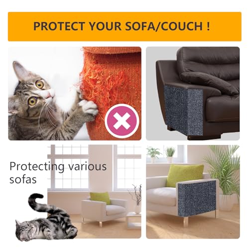 120"x15.8" cat Scratch Furniture Protector Keep Couch Sofa Protection Anti Claws Corner Wall Scratcher Post sisal Scratching mat Carpet pad Cover Fabric Tree Guards remnants (Light Grey)