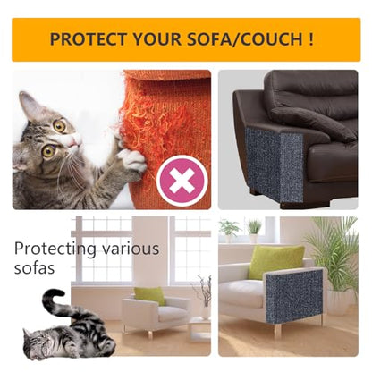 120"x15.8" cat Scratch Furniture Protector Keep Couch Sofa Protection Anti Claws Corner Wall Scratcher Post sisal Scratching mat Carpet pad Cover Fabric Tree Guards remnants (Light Grey)