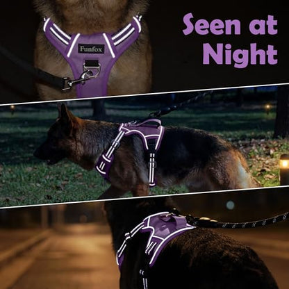 Funfox Dog Harness No Pull, Adjustable Pet Vest Harness, Super Soft Material with Vertical Handle Easy Control, Reflective Night Walking, 2 Leash Clips for Small Sized Dogs, Purple, S - color: Purple, size: Small