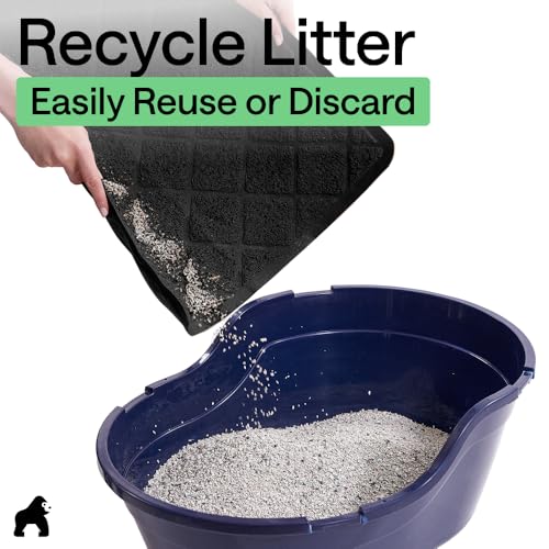 GORILLA GRIP Cat Litter Box Mat, Cushioned Coil Mesh Litter Trapping Mats, Scatter Control Supplies for Less Mess, Phthalate Free, Ultra Deep Catch Grooves, Rinse or Vacuum to Clean, 30x20 Black - color: Black, style: Medium (30" x 20")