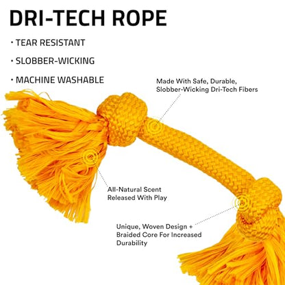 Playology Dog Toys | Dri-Tech Rope Toy Tug of War Rope for Aggressive Chewers | Medium Cheddar Cheese Scented Toy - Easy to Clean and Made from Non Toxic Materials - size: Medium, style: Cheddar Cheese