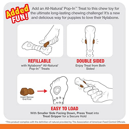 Nylabone Knuckle Bone Pop-In Treat Toy Power Chew Toy for Dogs, Interactive Treat Dispensing Enrichment Dog Toy, Long Lasting Chicken Flavor, Medium Dogs - Up to 35 lbs - size: Medium