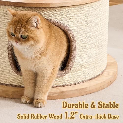 64.2" Modern Cat Tree for Indoor Cats, Solid Wood Cat Tower with Chunky Scratching Posts, 20" Roomy Condo, Cat Bed, Hammock, Capsule Nest, Interactive Squeaky Toy, Multi-Level Cat Furniture - color: 64.2"Natural