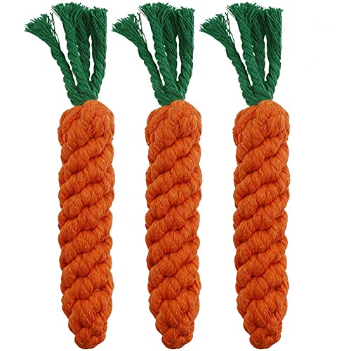 Dog Toys 3 PCS Puppy Teething Chew Toys,Dog Rope Toys,Cat Chew Toys,Safe Braided Rabbit Toys Healthy Gift - color: orange