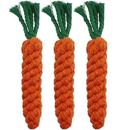 Dog Toys 3 PCS Puppy Teething Chew Toys,Dog Rope Toys,Cat Chew Toys,Safe Braided Rabbit Toys Healthy Gift - color: orange