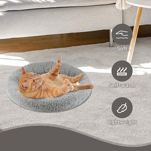 Small Cat Bed Mat with Surrounding Pillow, 11.81" Round Pet Cushion for Cats Puppy Rabbits Curling Sleep, Indoor Furniture/Carrier/Crate Pet Self Warming Pad, Washable, Small - color: Round S (11.81 inch)
