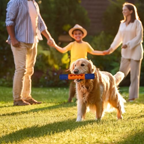 Stick Interactive Dog Toy 9” in Outdoor Dog Toy for Aggressive Chewers Tough Natural Rubber Chew Toys (Blue&Red) - color: Blue&Red
