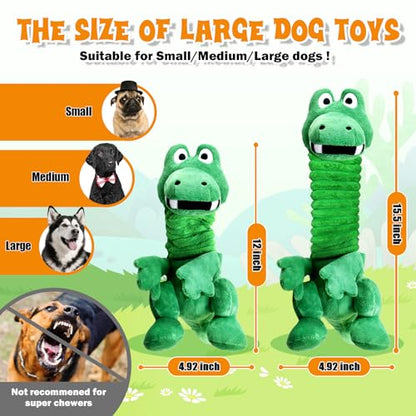 Fuufome Large Squeaky Dog Toys:Plush Tug of War Dog Toys with Crinkle-Interective Chew Toys for Small,Medium,and Large Breeds- Puppy Toys Keep Them Busy&Dental Exercise - color: dark green