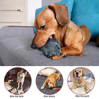 Dog Chew Toys for Aggressive Chewers,Larg Dog Bones Toys,Dog Toys for Indestructible Squeaky Chewers,Clean Teeth Non Toxic Environmentally Friendly,100% Natural Rubber&Milk Flavor - color: Gray