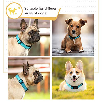 HEELE Dog Collar, Reflective Dog Collar, Soft Neoprene Padded Breathable Nylon Pet Collar Adjustable for Small Dogs, Sky Blue, S(10.23-14.96") - color: Sky Blue, size: Small (10.23-14.96")