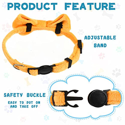 Yahenda 10 Pieces Cat Bowtie Collars with Bell Solid Colors Kitten Bow Breakaway Cat Bowtie for Boys Girls Adjustable Pet Collar with Safety Buckle Kitten Puppy Pet Accessories