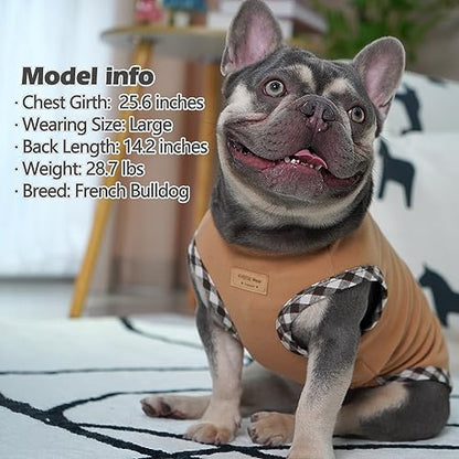 KYEESE 2Pack Dog Shirt Lightweight Sweatshirt Fleece Coats Stretchy Shirt Vest Clothes Pullover Sweater for Small Dogs, Brown+Khaki, Medium - color: 13# 2Pack (Brown+Khaki), size: Medium (7-13lbs)
