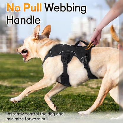 rabbitgoo Escape Proof Dog Harness, Soft Padded Full Body Pet Harness, Reflective Adjustable No Pull Vest with Lift Handle and Leash Clip for Large Dogs Walking Hiking Training, L, Black - color: Black, size: Large (Pack of 1)