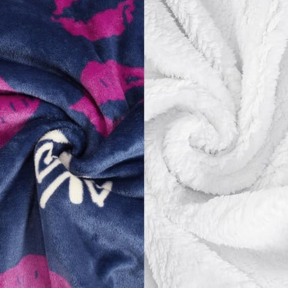 Catalonia Lips Print Sherpa Fleece Throw Blanket, Soft Mink Plush Couch Blanket, Fuzzy Fluffy Comfy Warm Throws, Comfort Caring Gift, 50x60 inches - color: Kiss Blue, size: 50"x60"