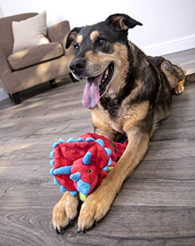 goDog Dinos Frills Squeaky Plush Dog Toy with Chew Guard Technology, Durable Fabric & Squeaker for Active Play, Red, Large - color: Dinos Frills (Red), size: Large