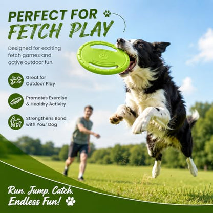 Dog Flying Disc, Durable Soft EVA Flying Ring for Aggressive Chewers, Interactive Fetch & Training Toy, Floats in Water, Safe on Teeth & Gums, Beach Pool Play(Green) - color: Green